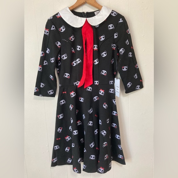 Unique Vintage Retro Black Panda Flare Knee Length Dress Fairygoth Medium - Picture 6 of 14